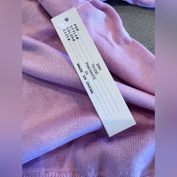 NWT Soft Lightweight Cute faux layer twofer look pink sweater notch details 2X - Picture 7 of 16